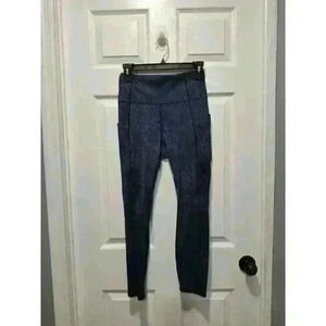 Define Powerhold High Waisted by Fabletics 7/8 Legging Black Green Camo SZ SMALL